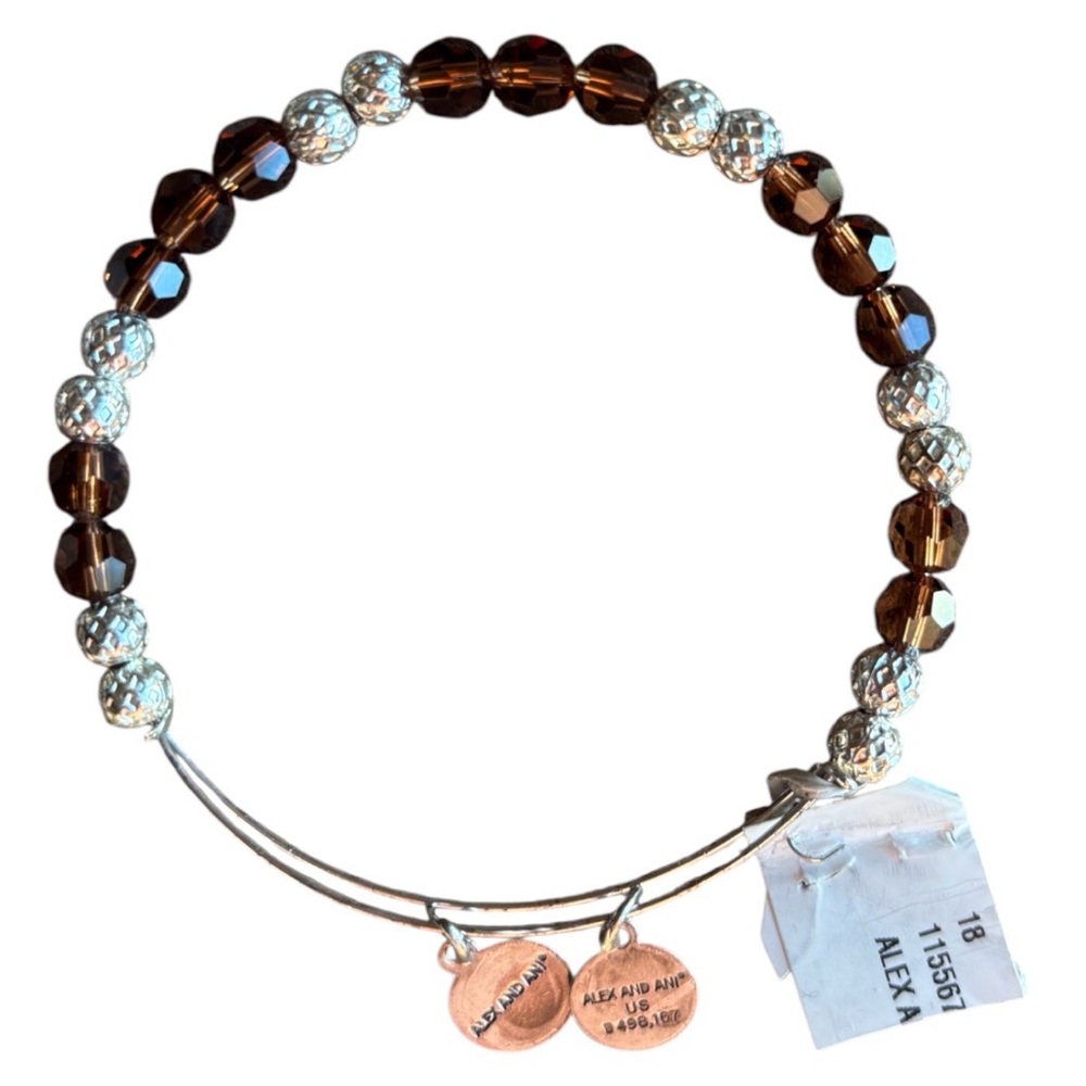 Alex and Ani Silver and Brown Beaded Bracelet